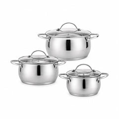 Set oale inox HausRoland 6 piese cu capace sticla, inductie, 1.9L–3.6L