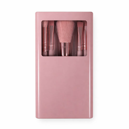 Set pensule machiaj 5 piese, diverse culori: nude, roz, gri