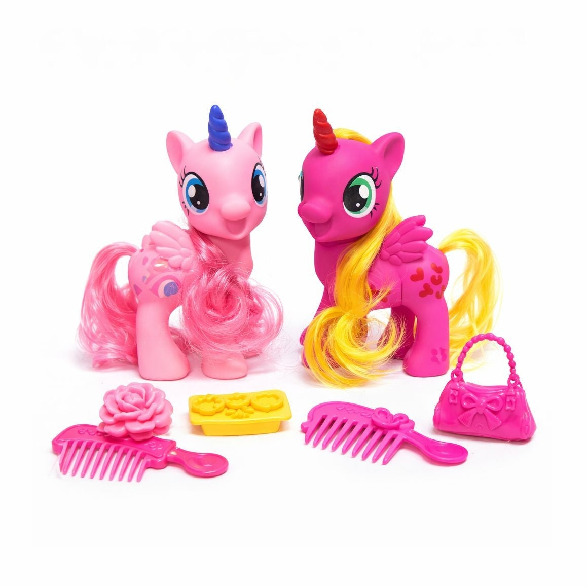 Set pentru fetite cu ponei dragalasi si accesorii, roz, 3+