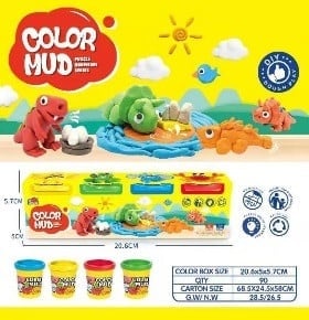 Set Plastilina Color Mud cu 4 Culori - Creativitate si Distractie pentru Copii,