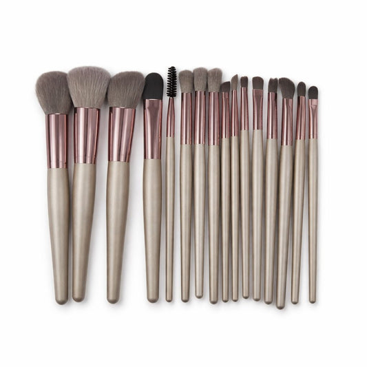 Set profesional 15 pensule pentru machiaj cu husă elegantă argintie