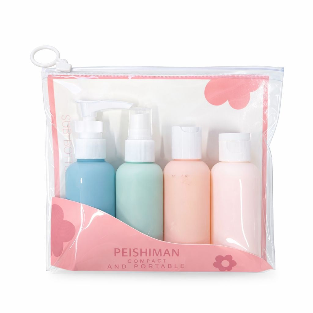 Set recipiente cosmetice de călătorie, 4 bucăți, culori pastelate