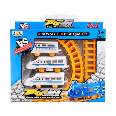 Set tren de jucărie de mare viteză cu șine , plastic rezistent, 24x20x3,5 cm