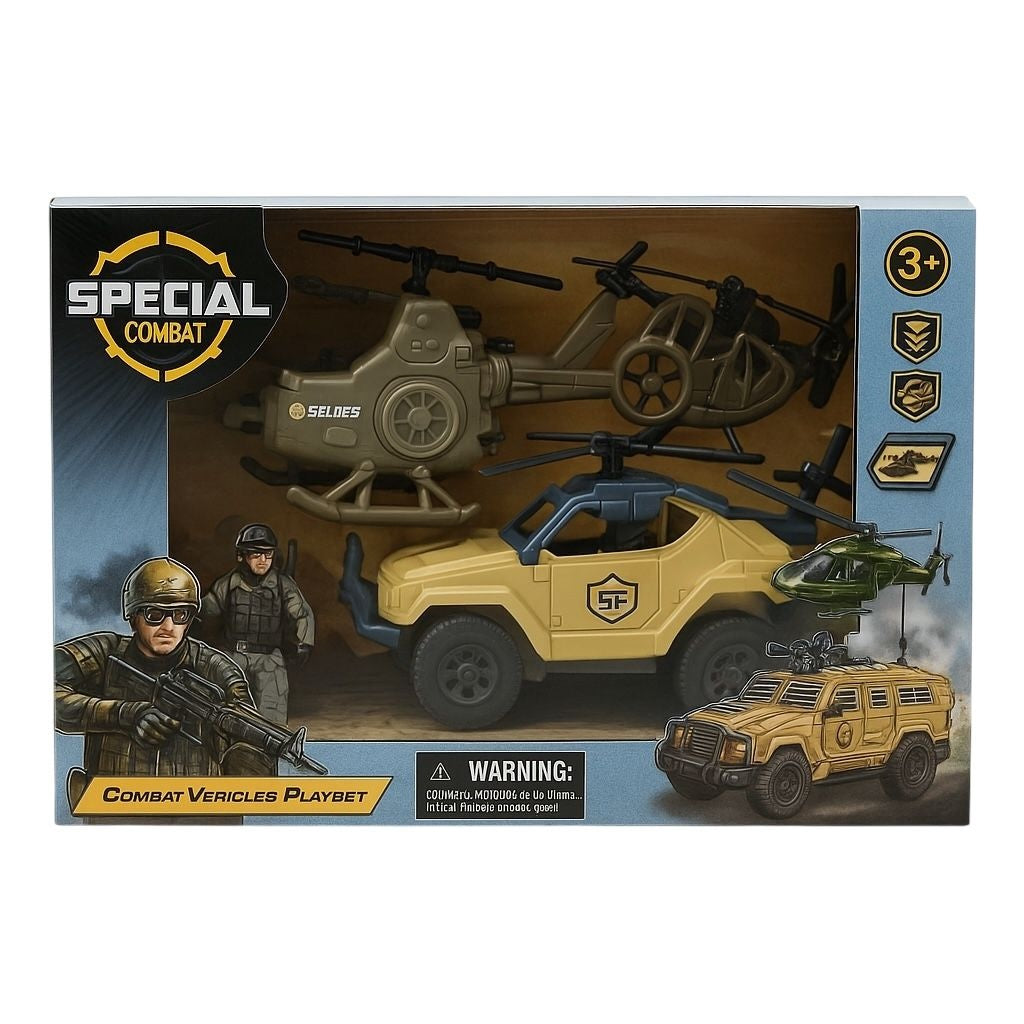 Set vehicule militare cu elicopter, jeep, motocicleta si soldat , jucarie copii 3+