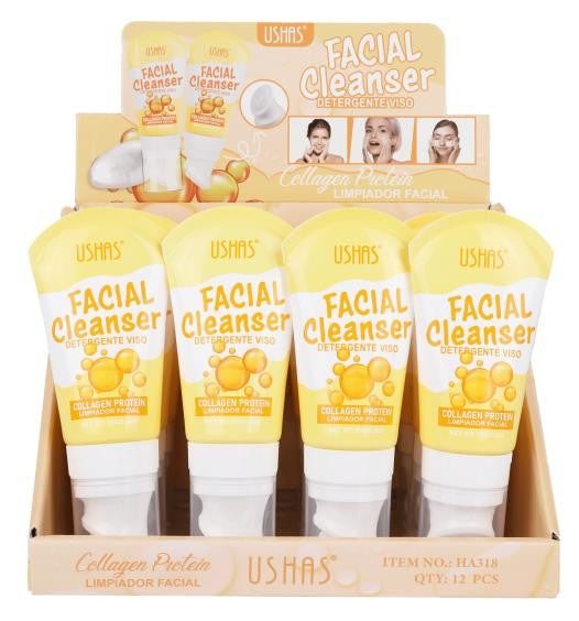 Spuma de Curatare Faciala USHAS cu Colagen si Proteine 85g , Hidratare si Fermitate
