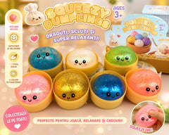 Squishy Dumplings cu Sclipici 8.5cm – Jucărie Antistres Colorata