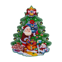 Sticker decorativ Craciun brad 3D cu sclipici 23x18 cm Mos Craciun