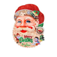 Sticker decorativ Craciun chip Mos Craciun 3D cu sclipici 39x27 cm