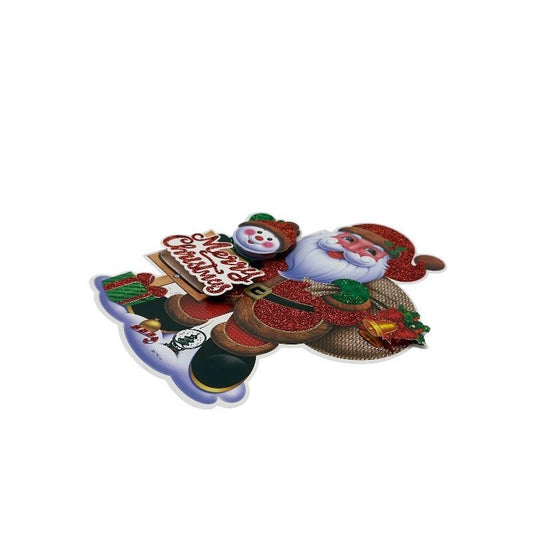 Sticker decorativ Craciun Mos Craciun 3D cu sclipici 22x18.5 cm