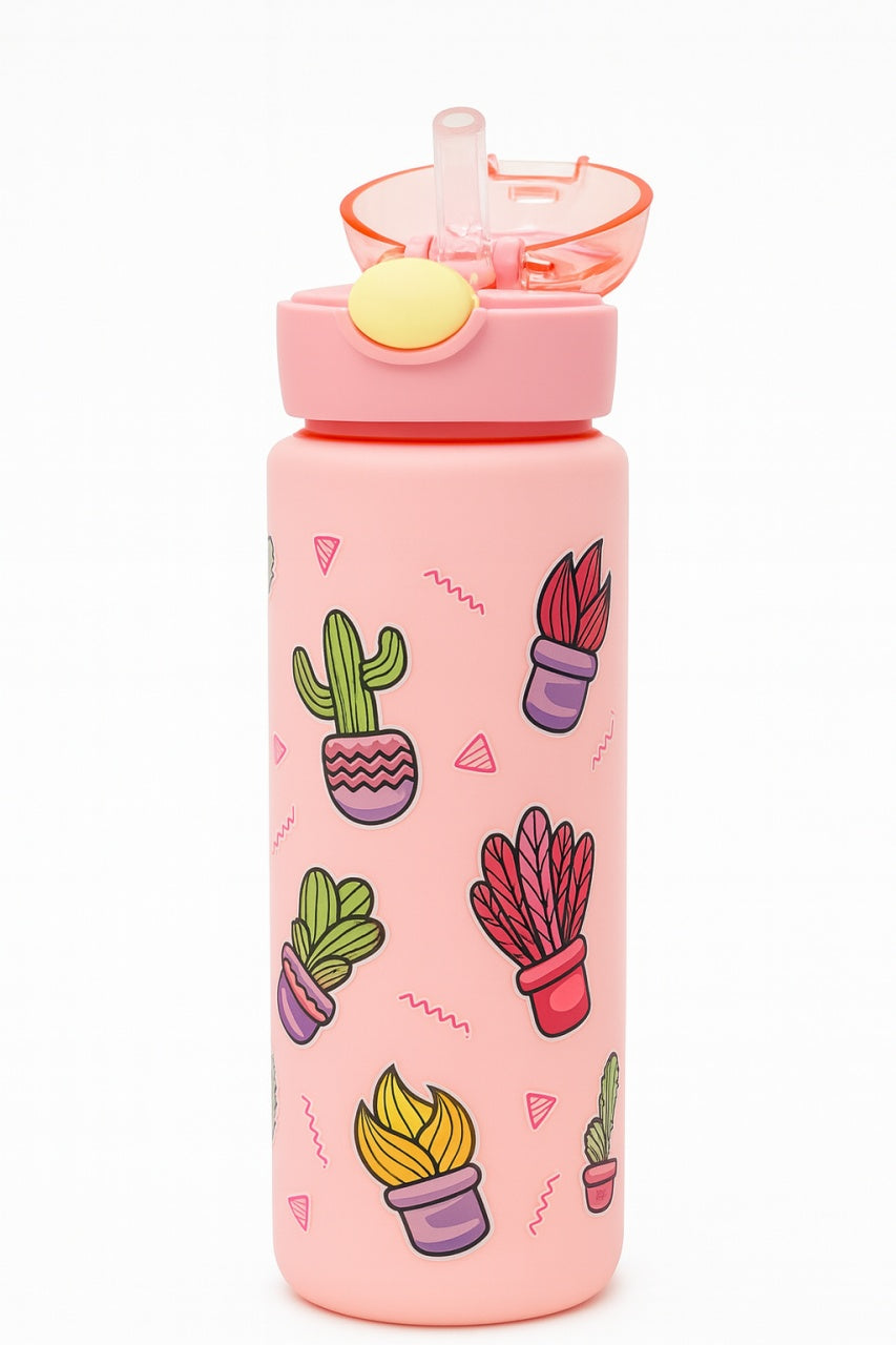 Sticla Kids Cactus Pink 500ml , Model Termo cu Pai si Design Amuzant