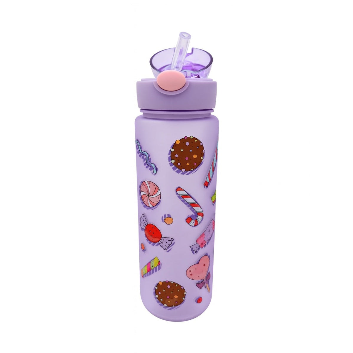 Sticla Kids Candy Purple 500ml , Model Vesel cu Dulciuri, Pai si Capac Flip Anti-Scurgere