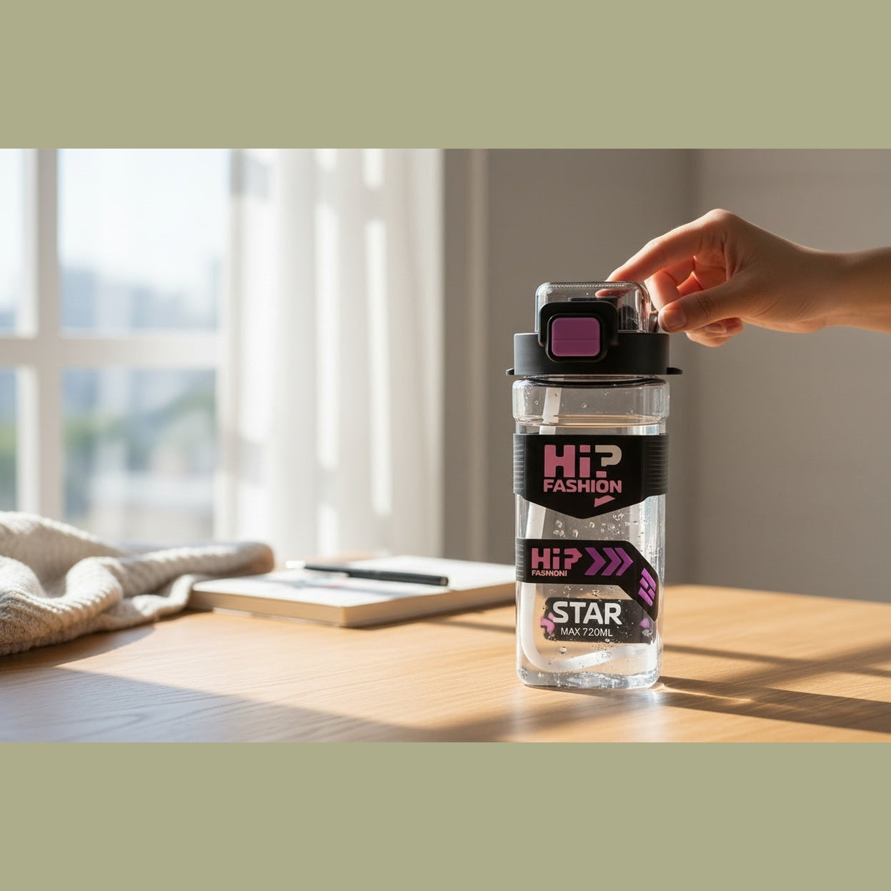 Sticla Sport HiP Fashion 650ml , Model Premium cu Bretea si Etichete Interschimbabile