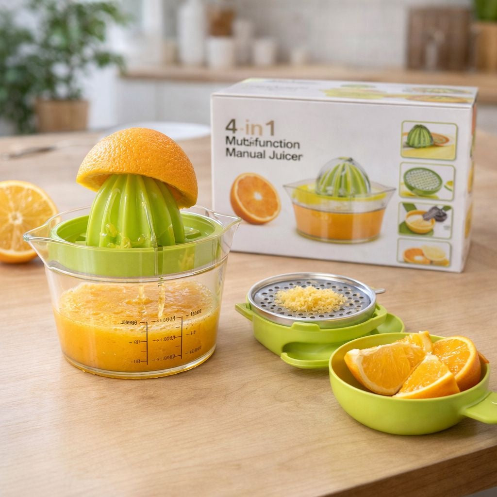 Storcător manual de citrice, 4 în 1, din plastic, pentru bucătărie, verde