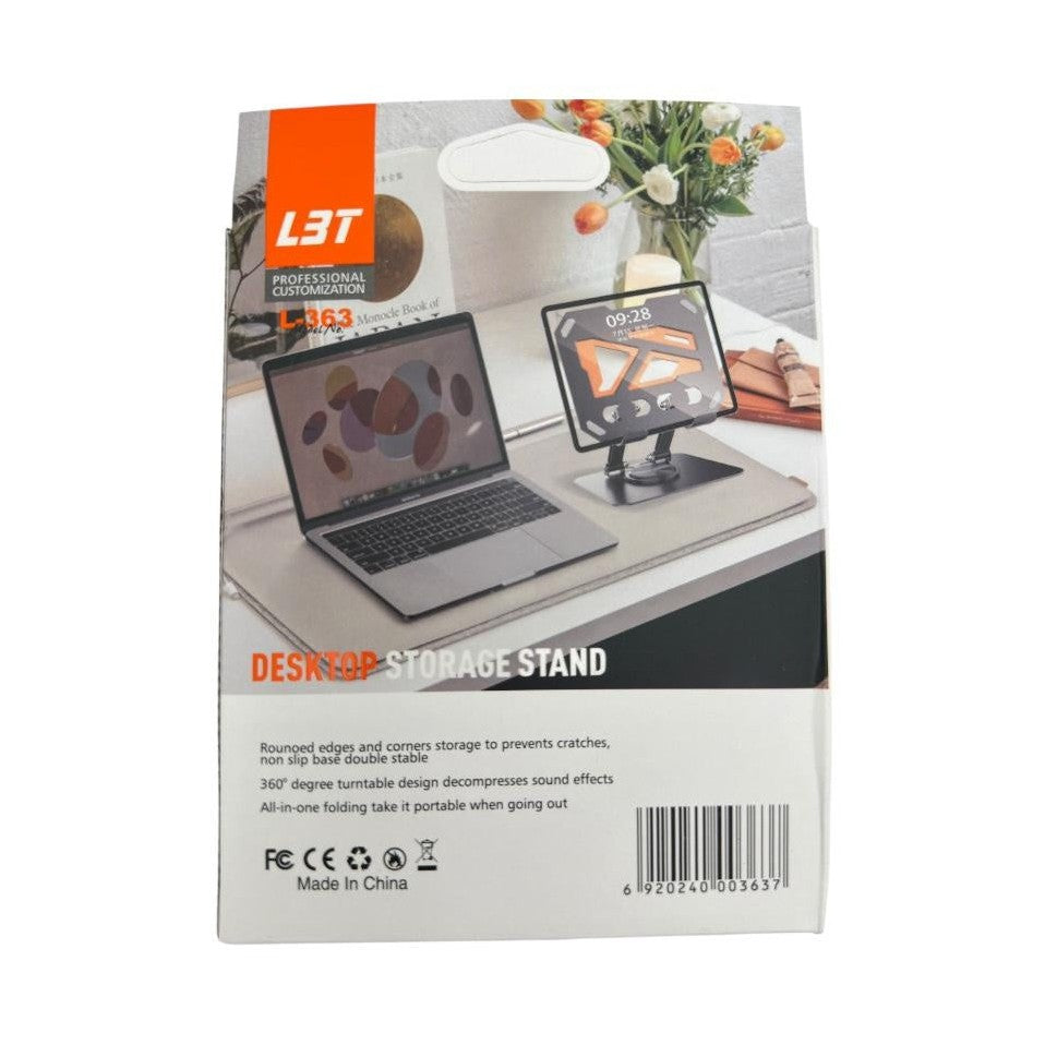 Suport metalic pentru tableta L-363 , rotire 360 grade, reglabil, dimensiune 13.5x16.5 cm, stabil si durabil pentru birou sau acasa,