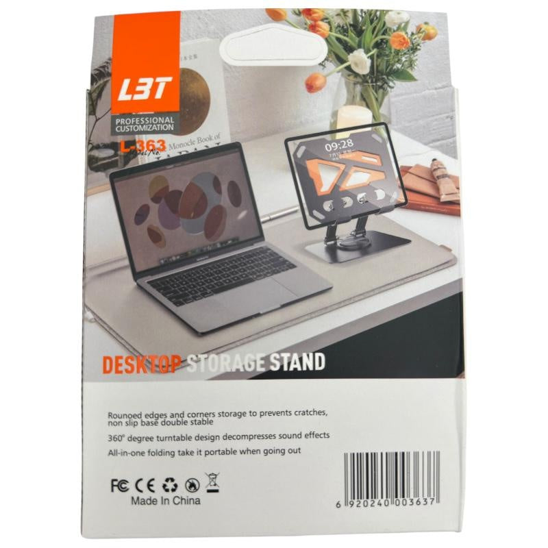 Suport metalic pentru tableta L-363 , rotire 360 grade, reglabil, dimensiune 13.5x16.5 cm, stabil si durabil pentru birou sau acasa,