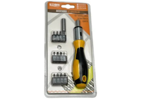 Surubelnita multifunctionala Bossram cu maner ergonomic si set 20 biti interschimbabili pentru utilizare versatila,