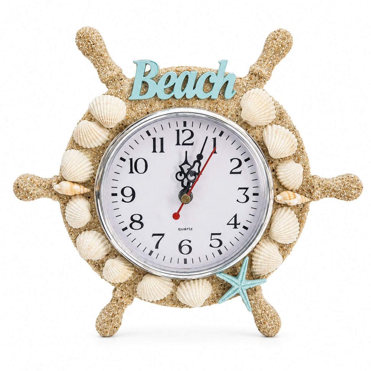 Suvenir Ceas Decorativ Beach cu Scoici – Ornament Nautic pentru Casă și Birou
