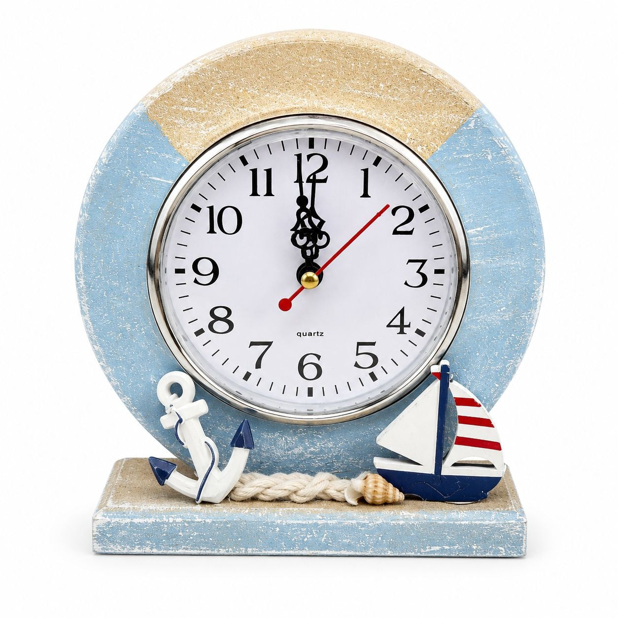 Suvenir Ceas Decorativ Marin cu Ancoră și Velier – Ornament Nautic pentru Casă și Birou