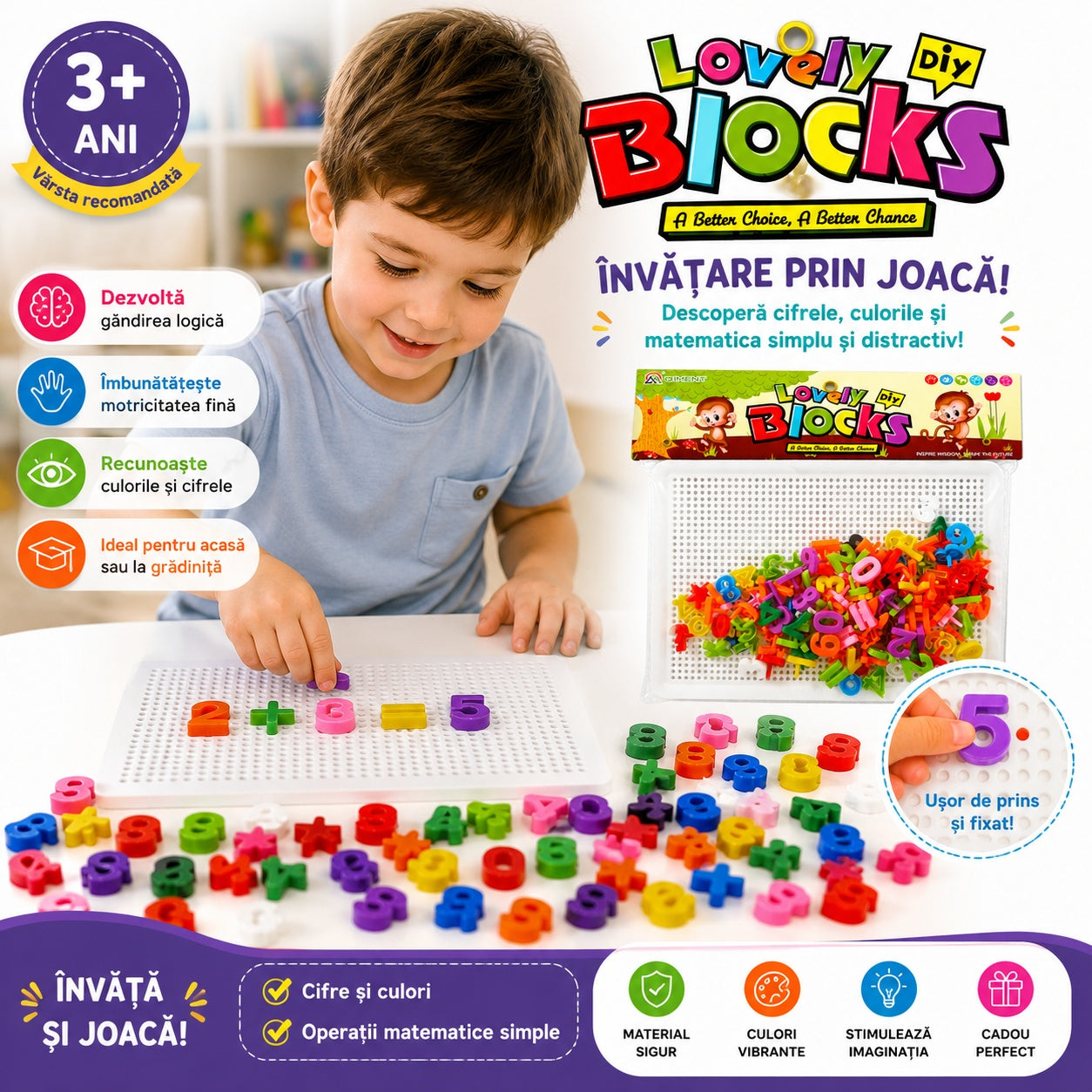 Tabla Albă cu Cifre pentru Copii – Joc Educativ pentru Învățarea Matematicii