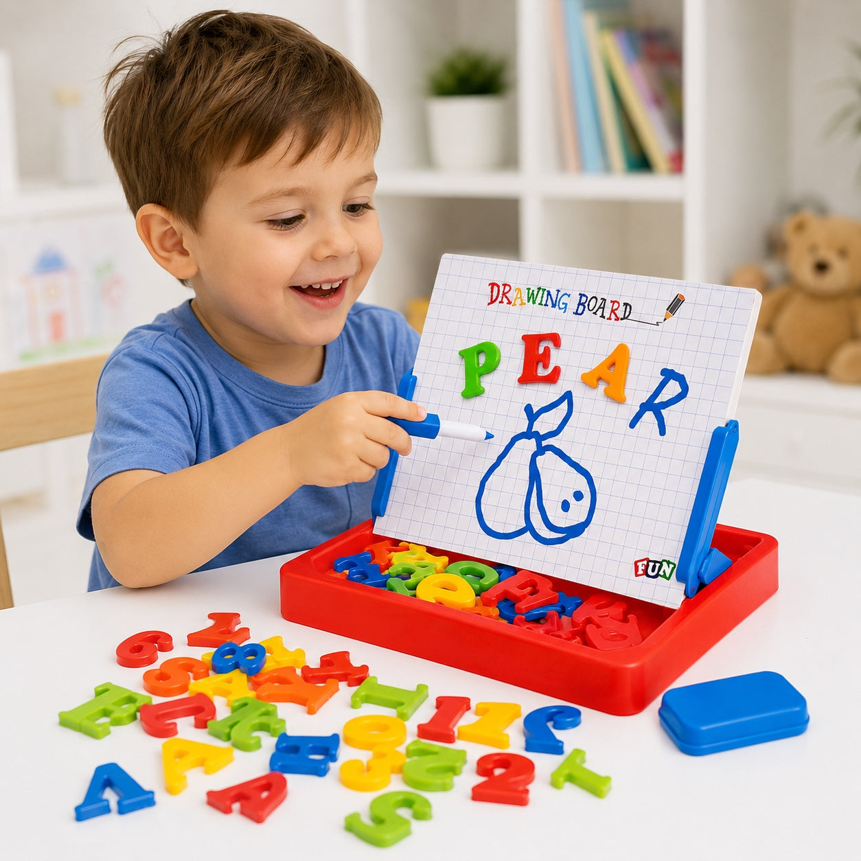Tabla Magnetica Educativa pentru Copii cu Litere si Marker, 24 x 22 cm, 2 in 1