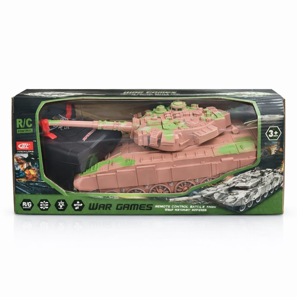 Tanc cu telecomanda maro army, vehicul militar RC, lumini si sunet