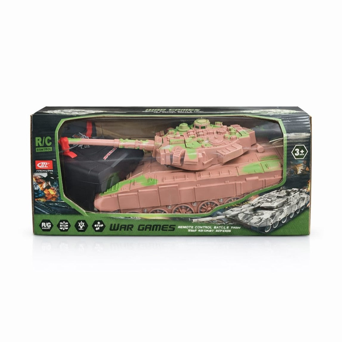 Tanc cu telecomanda maro army, vehicul militar RC, lumini si sunet