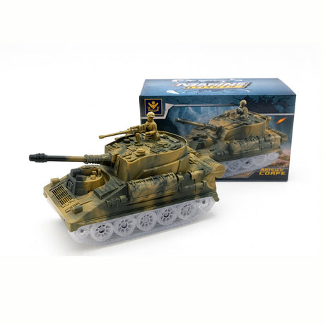 Tank Jucarie 20x11 cm cu Lumini si Sunete , Model Militar cu Soldat, Senile Mobile