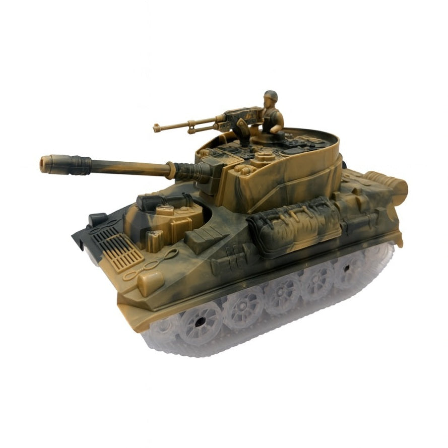 Tank Jucarie 20x11 cm cu Lumini si Sunete , Model Militar cu Soldat, Senile Mobile