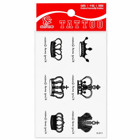 Tatuaj Temporar Semipermanent Coroane Regale King and Queen – Set Elegant Black, 10 cm