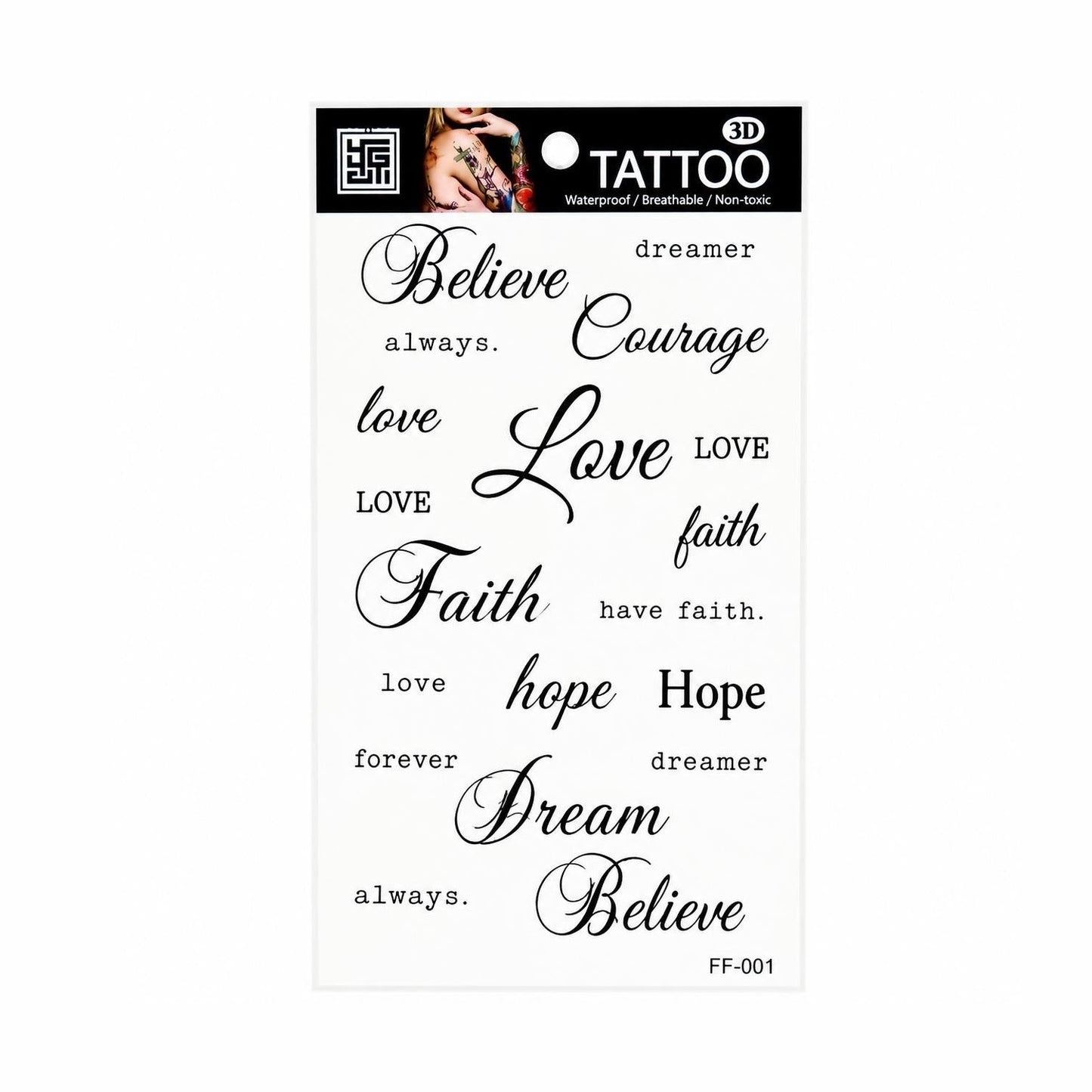 Tatuaj Temporar Semipermanent cu Mesaje Motivaționale – 18 cm, Rezistent la Apă