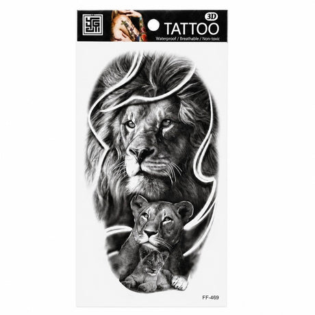 Tatuaj Temporar Semipermanent Familie de Lei – 18 cm, Rezistent la Apă