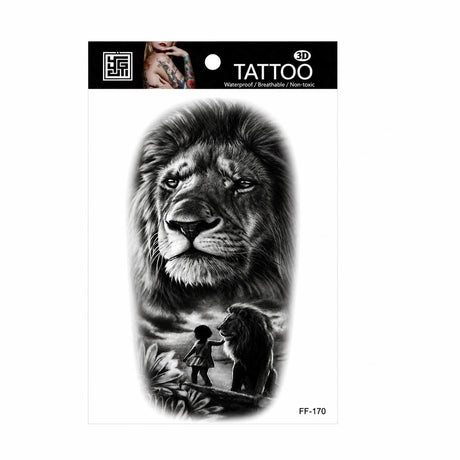 Tatuaj Temporar Semipermanent Leu Protector și Copil – 18 cm, Rezistent la Apă