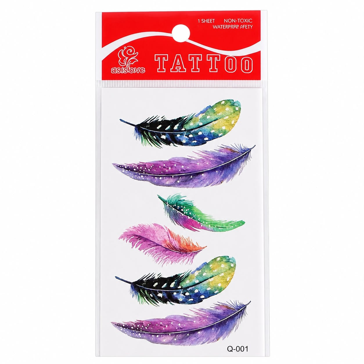 Tatuaj Temporar Semipermanent Pene Colorate 10 cm – Design Boho Multicolor
