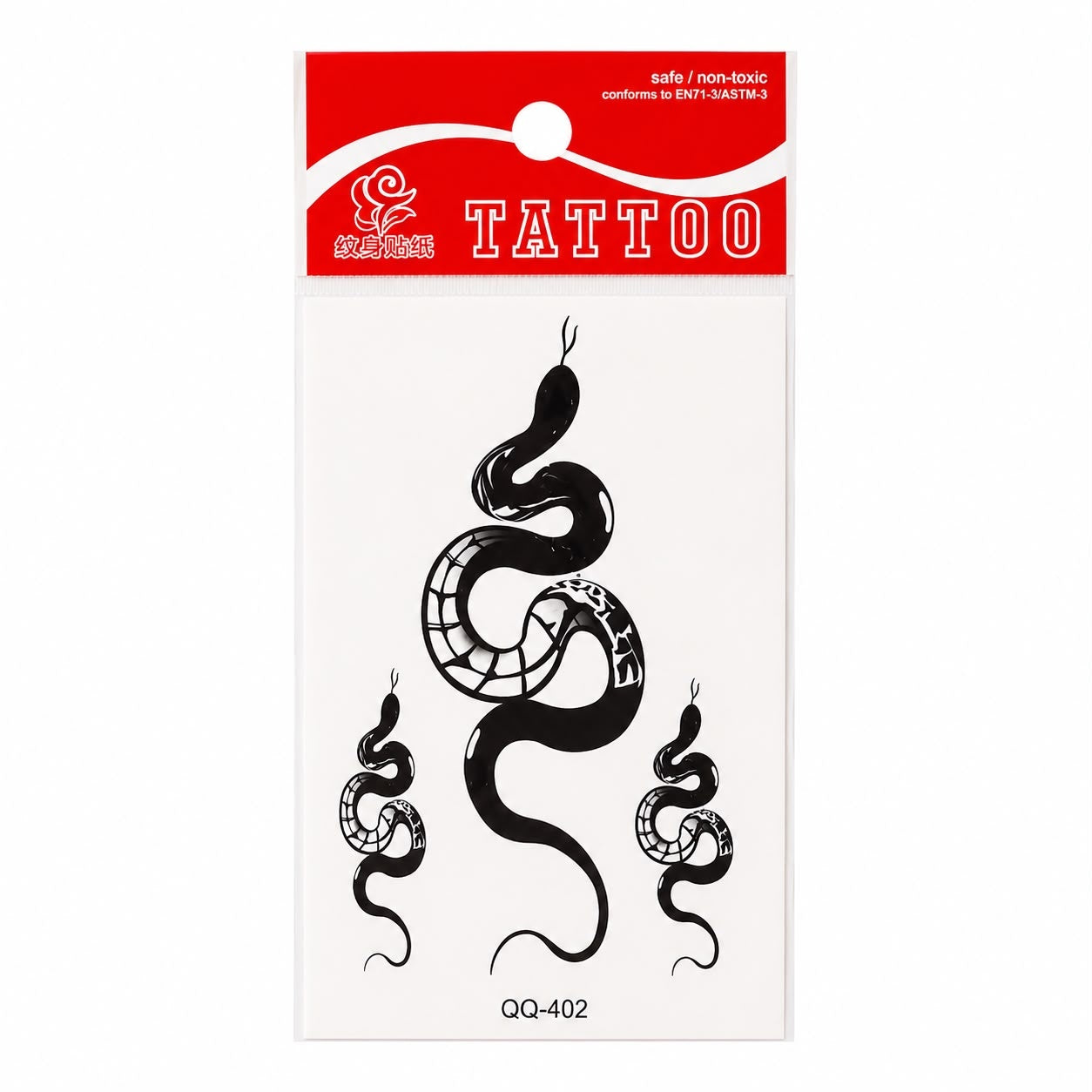 Tatuaj Temporar Semipermanent Șarpe Negru Tribal 10 cm – Design Minimalist și Misterios