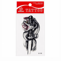Tatuaj Temporar Semipermanent Șarpe și Sabie 10 cm – Design Realist în Stil Warrior