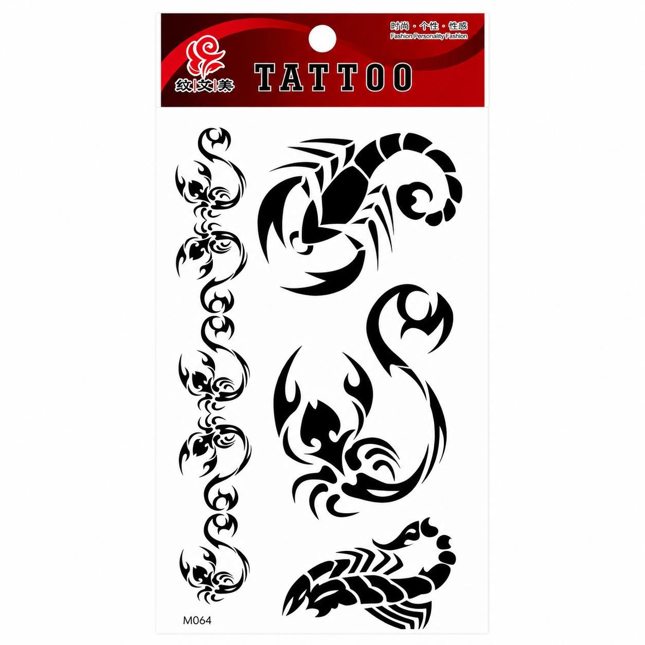 Tatuaj Temporar Semipermanent Scorpion Tribal Negru – 18 cm, Rezistent la Apă