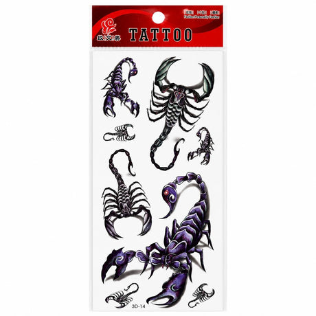 Tatuaj Temporar Semipermanent Scorpioni 3D Mov – 18 cm, Rezistent la Apă