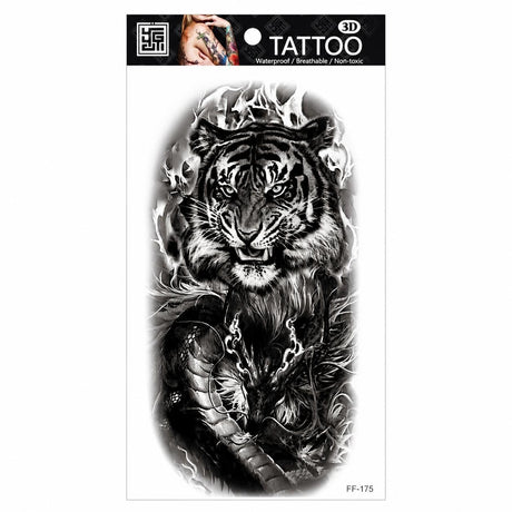 Tatuaj Temporar Semipermanent Tigru și Dragon Oriental – 18 cm, Rezistent la Apă