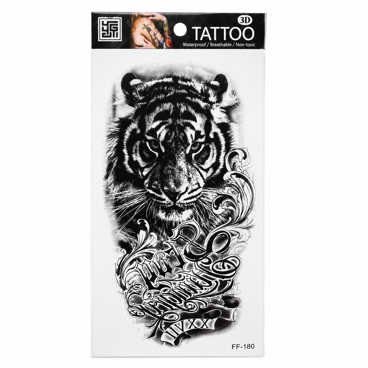 Tatuaj Temporar Semipermanent Tigru Tribal – 18 cm, Rezistent la Apă