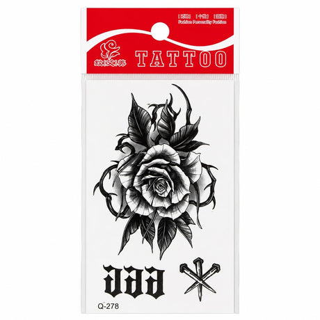 Tatuaj Temporar Semipermanent Trandafir Gothic cu Cifre – 10 cm
