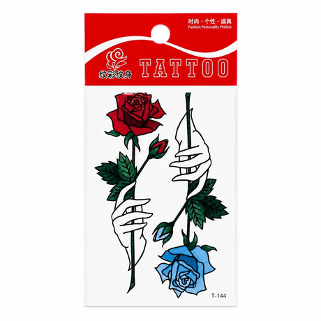 Tatuaj Temporar Semipermanent Trandafiri Roșu și Albastru , 10 cm