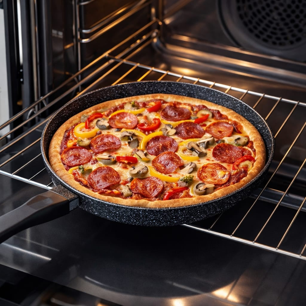 Tavă de pizza antiaderentă Zhenan, 28cm, albastru