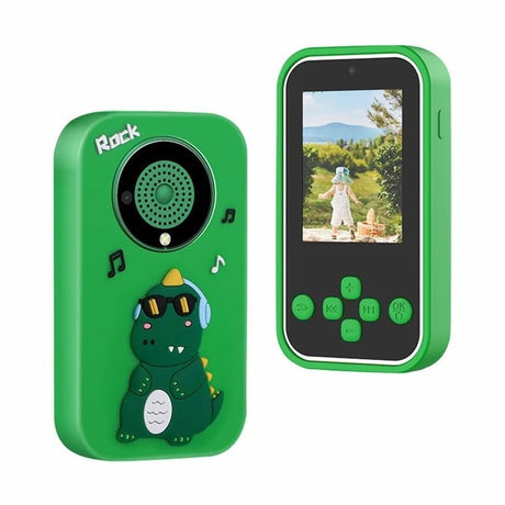 Telefon copii model dinozaur verde cu camera jocuri muzica si ecran color