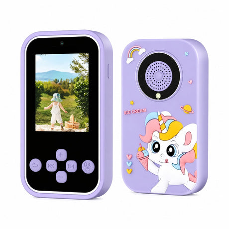 Telefon copii model unicorn mov cu camera jocuri muzica si ecran color