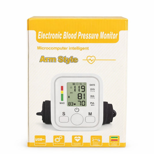 Tensiometru digital electronic de brat, plastic, afișaj LCD, alb