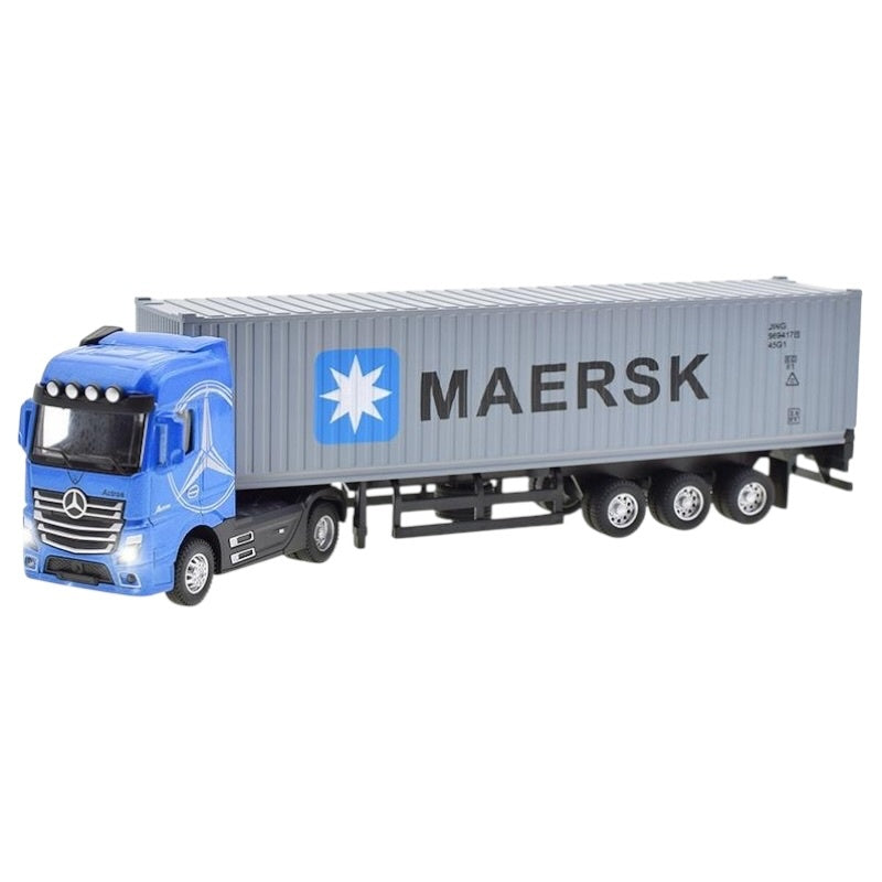Tir metalic premium 1:32 cu container deschidere lumini sunete 42 cm model colectie