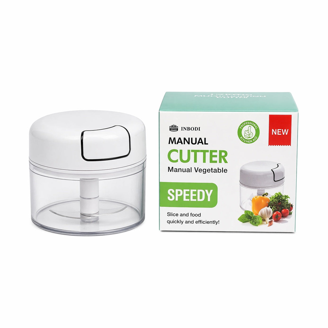 Tocător Manual Legume cu Lame Inox, Recipient Transparent, Rapid