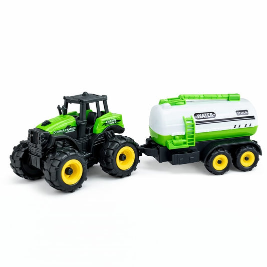 Tractor cu remorca cisterna apa, jucarie ferma copii, Farm Car 38.5 cm