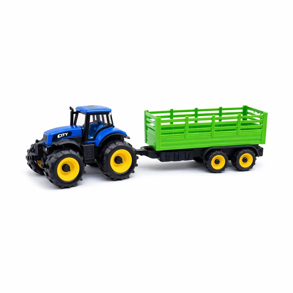 Tractor de jucărie cu remorcă, albastru, 30 cm, Farm Car, jucărie din plastic interactivă