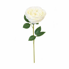 Trandafir artificial alb extrabogat cu petale 50 cm diametru floare 10 cm